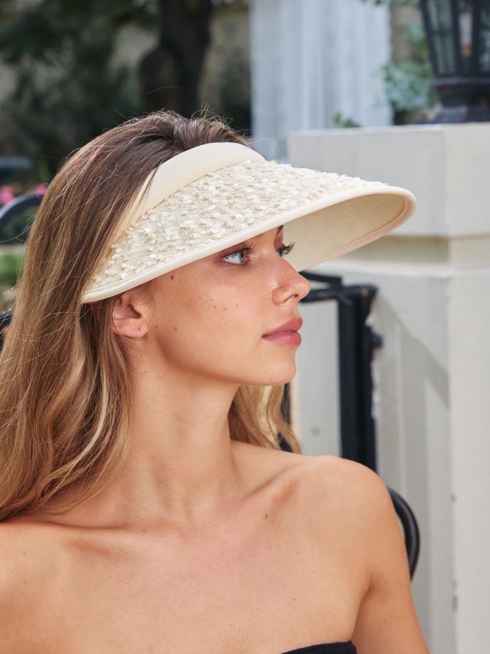 Cupshe Cream Beaded Sun Visor